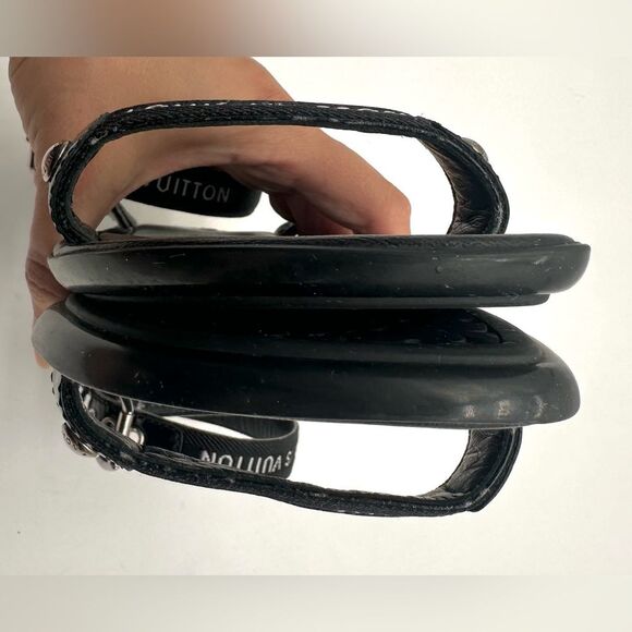 Louis Vuitton Passenger Black Flat Strappy Ankle Wrap Sandals EU 38 US 8 - Picture 9 of 11